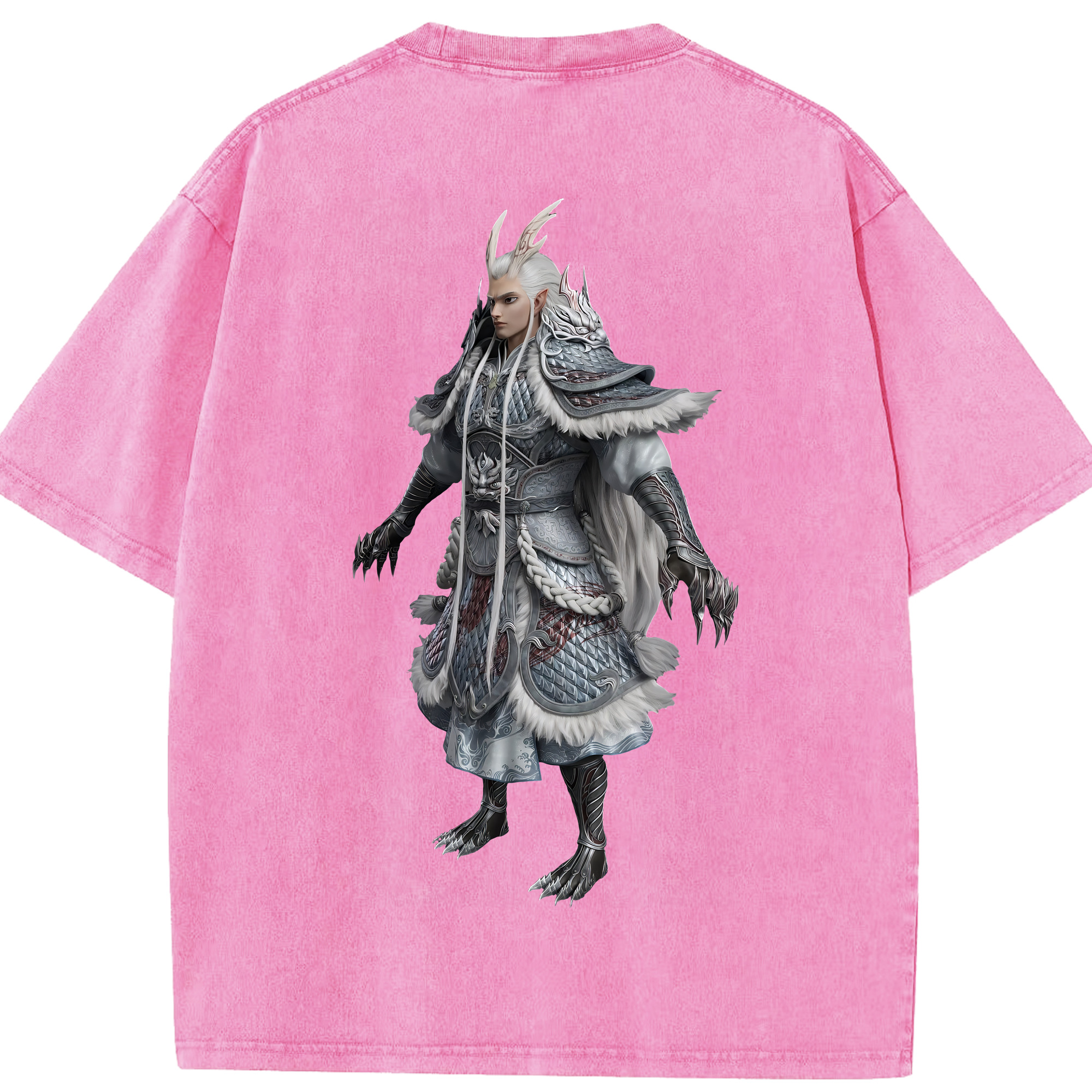 （画像用） Ne Zha 2 ナタ 魔童の大暴れ 綿100% ヴィンテージ風 半袖Tシャツ（背面プリント）